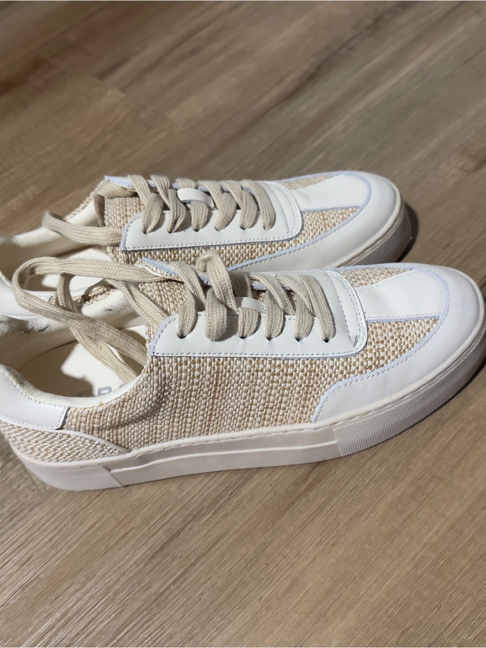 Casual Women's Beige Woven Lace-Up Sneakers